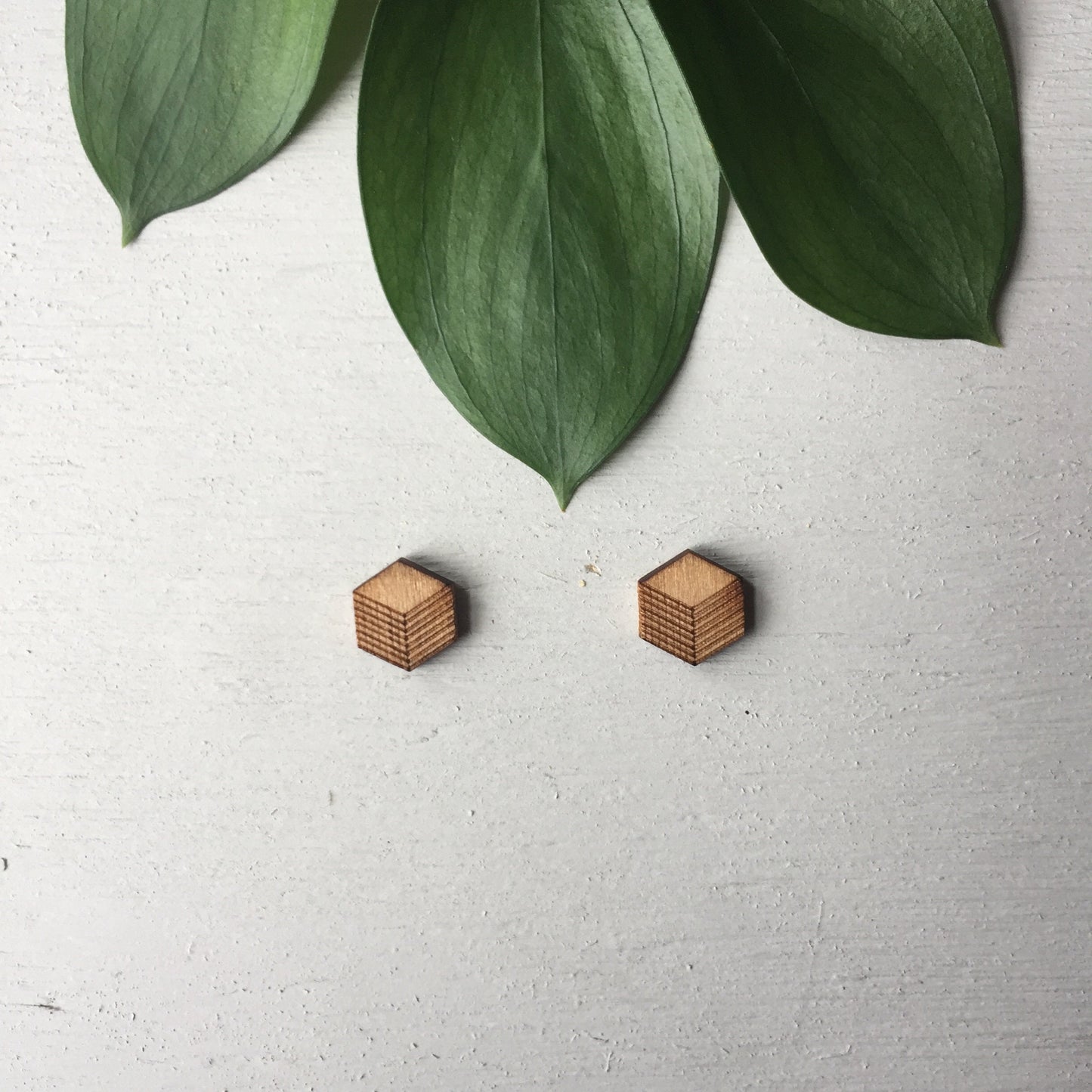 Small Cubes - Wooden Laser Cut Earrings || Modern Geometric Jewelry, Earrings for Men
