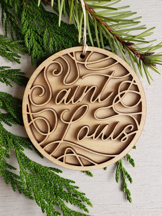 St Louis Script Christmas Ornament