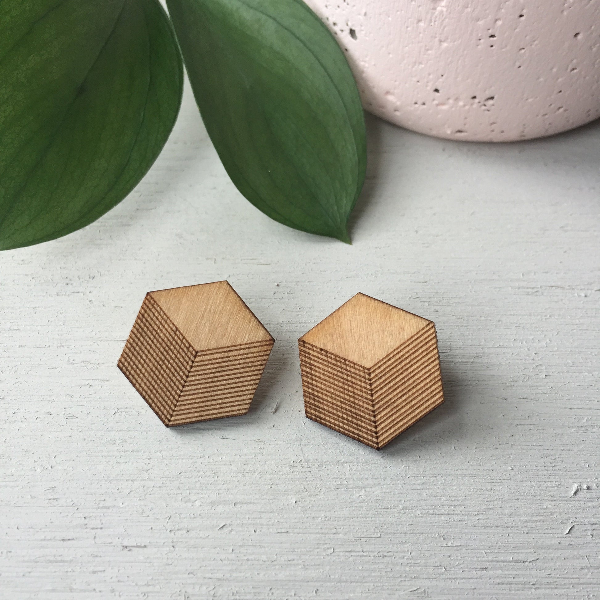 Large Cubes - Laser Cut Wood Earrings || Geometric Jewelry || Gift for Sister