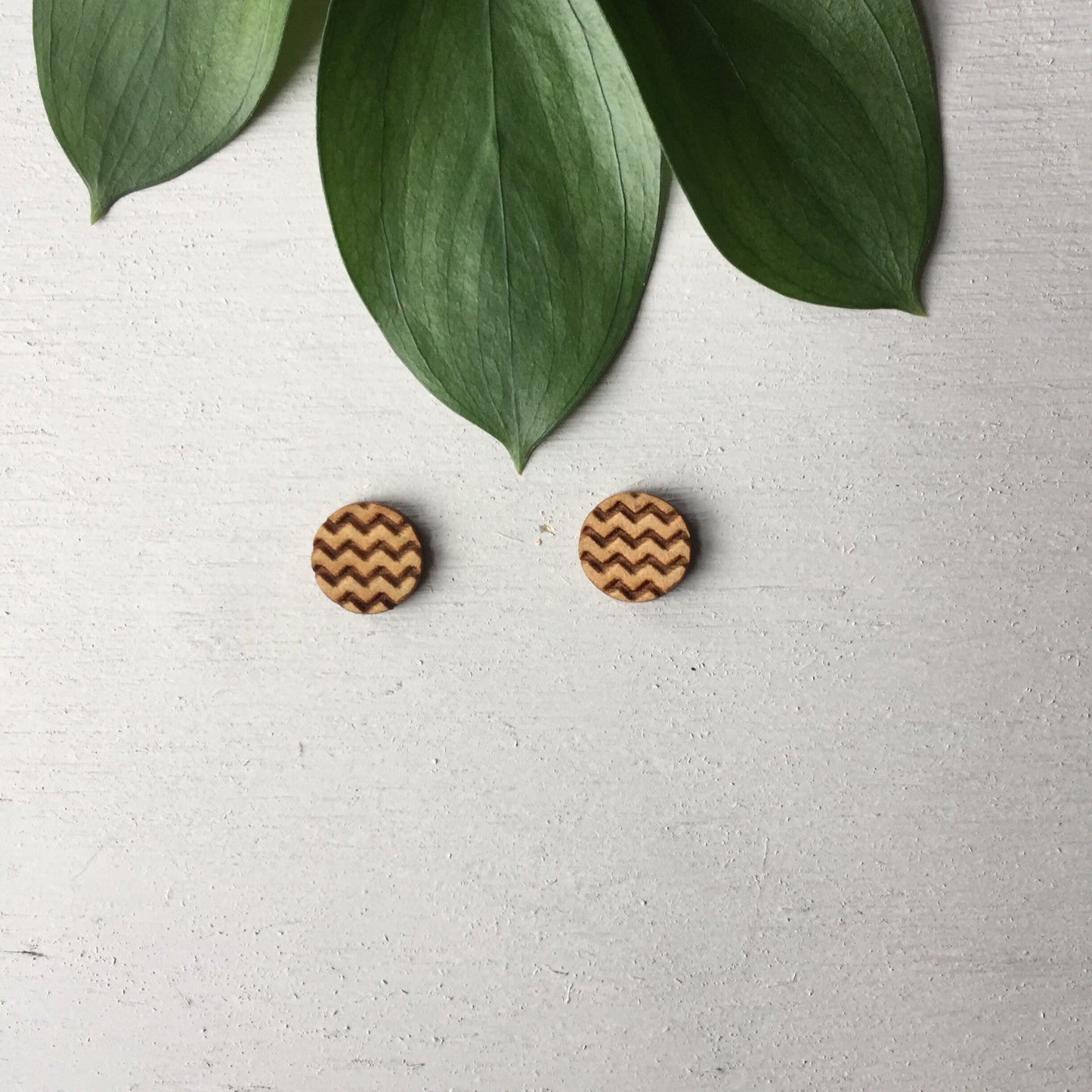 Chevron Circle - Wooden Laser Cut Earrings || Modern Geometric Jewelry