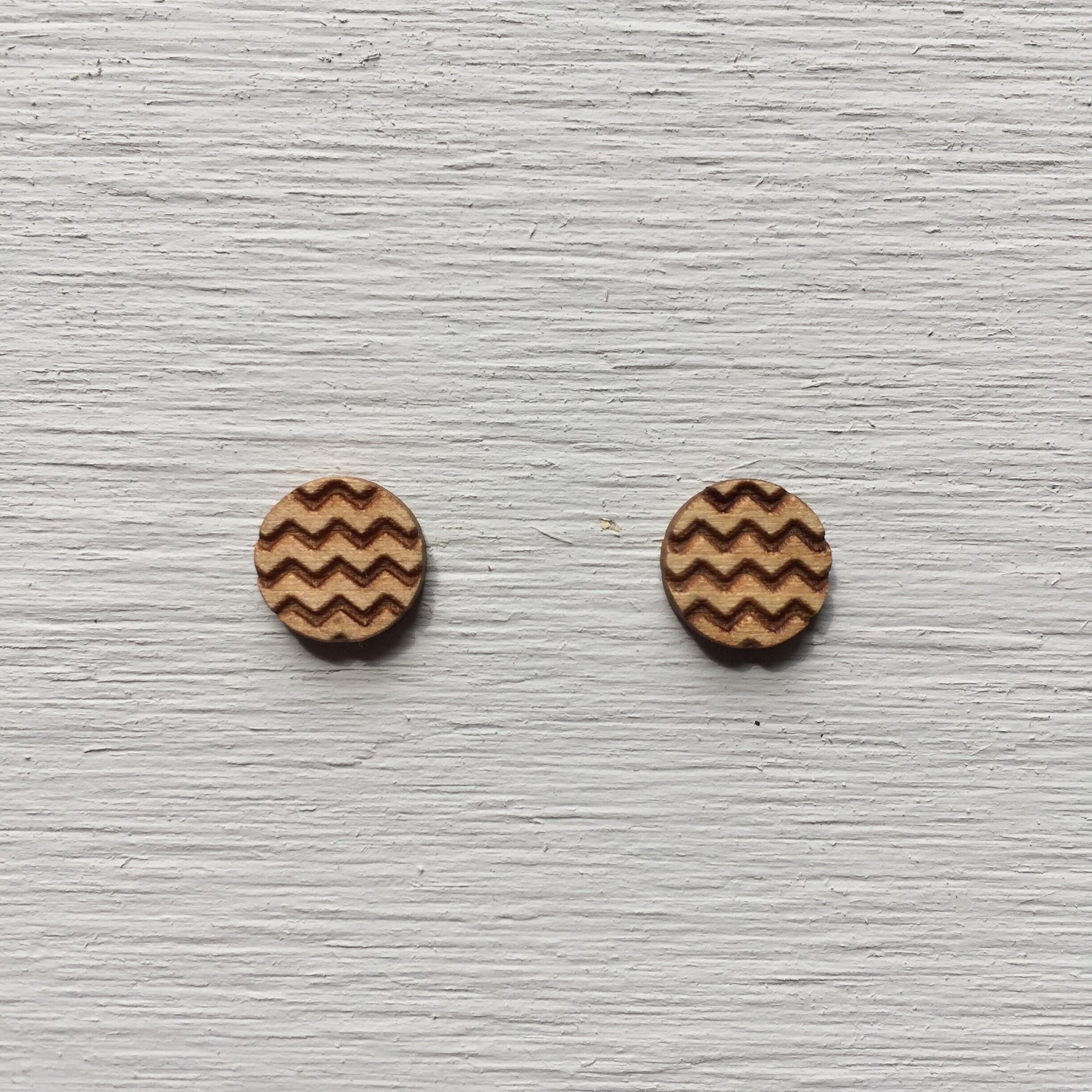 Chevron Circle - Wooden Laser Cut Earrings || Modern Geometric Jewelry