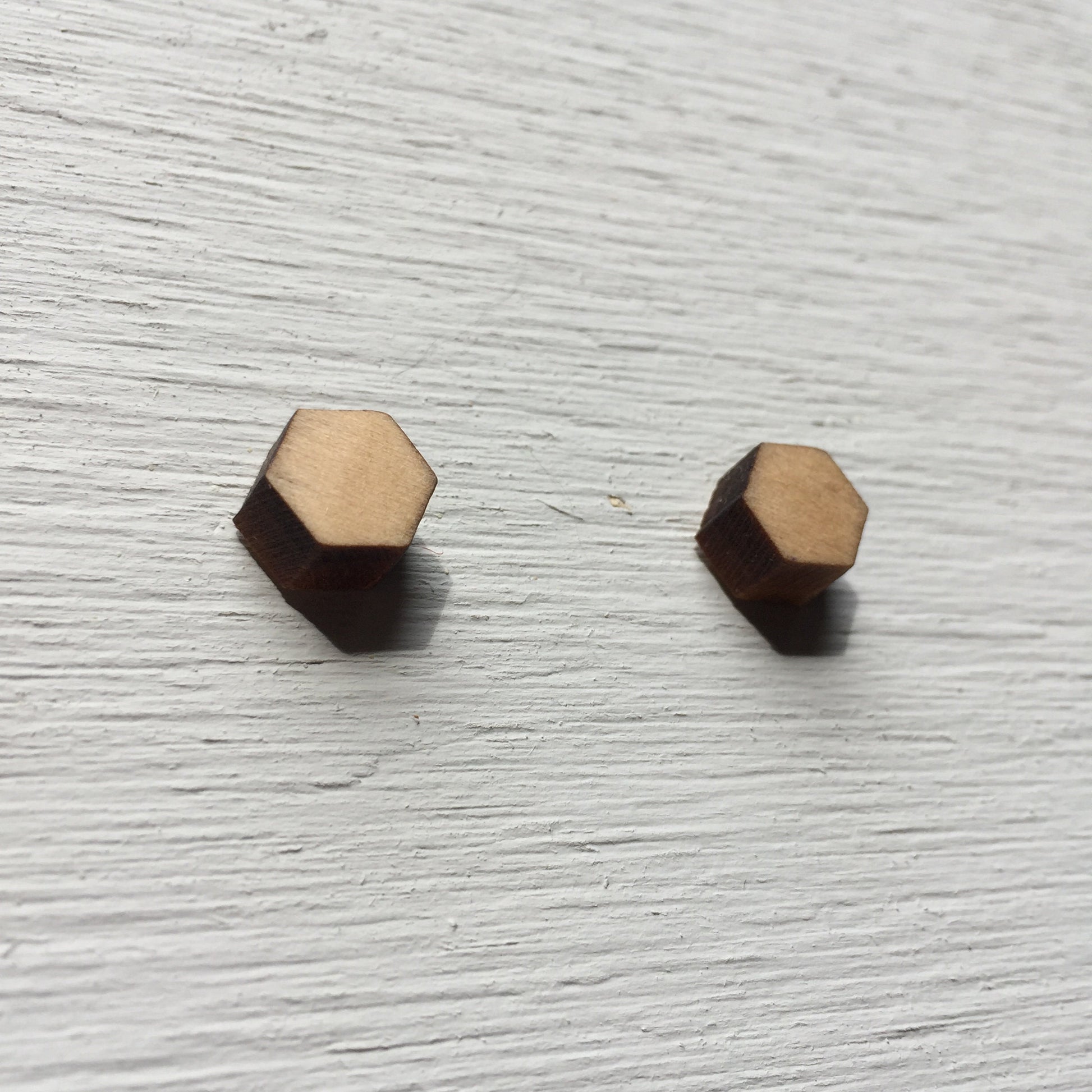 Hexagon Earrings - Remnant Series - Wooden Laser Cut Earrings || Modern Geometric Jewelry
