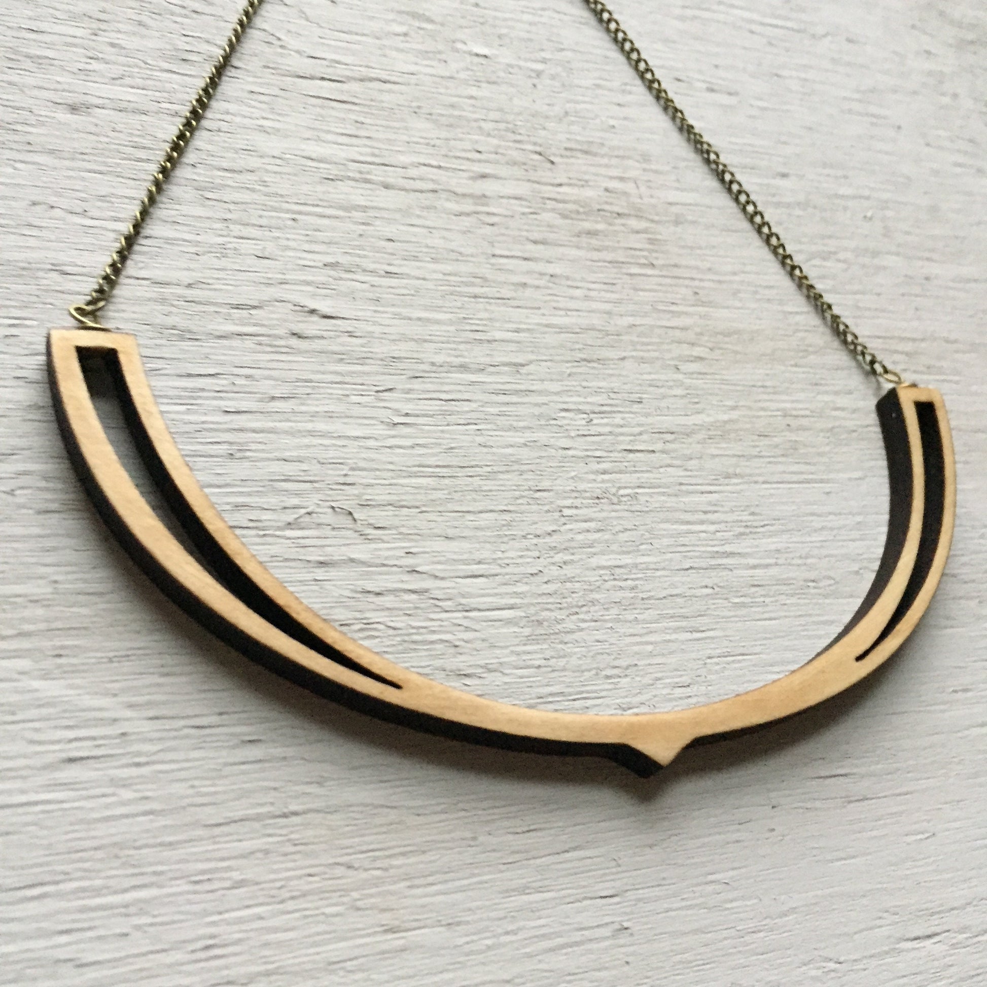 Wishbone - Wooden Laser Cut Necklace || Modern Geometric Jewelry
