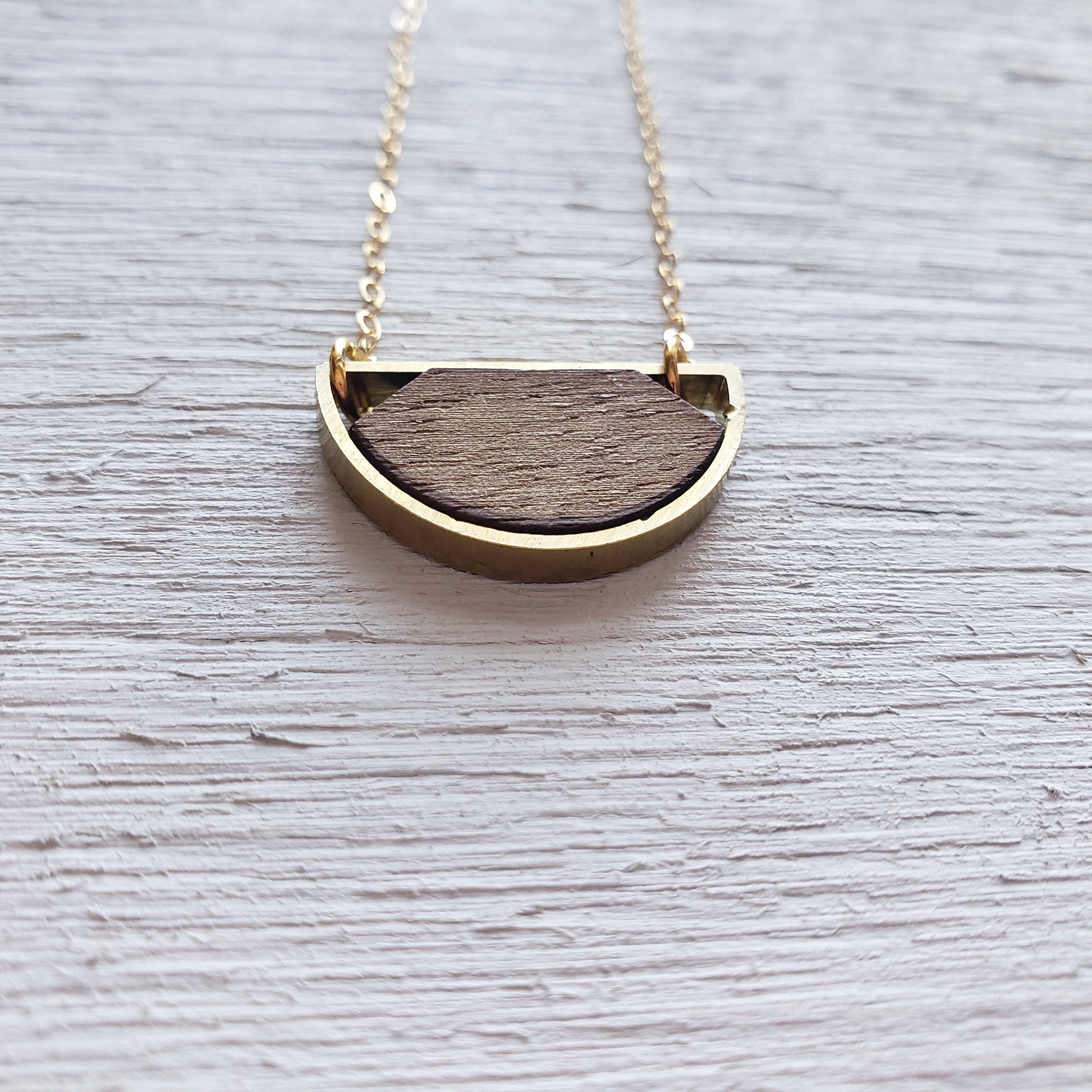 Quarter Moon Necklace- Wooden Laser Cut Jewelry || Gift for women, dainty necklace