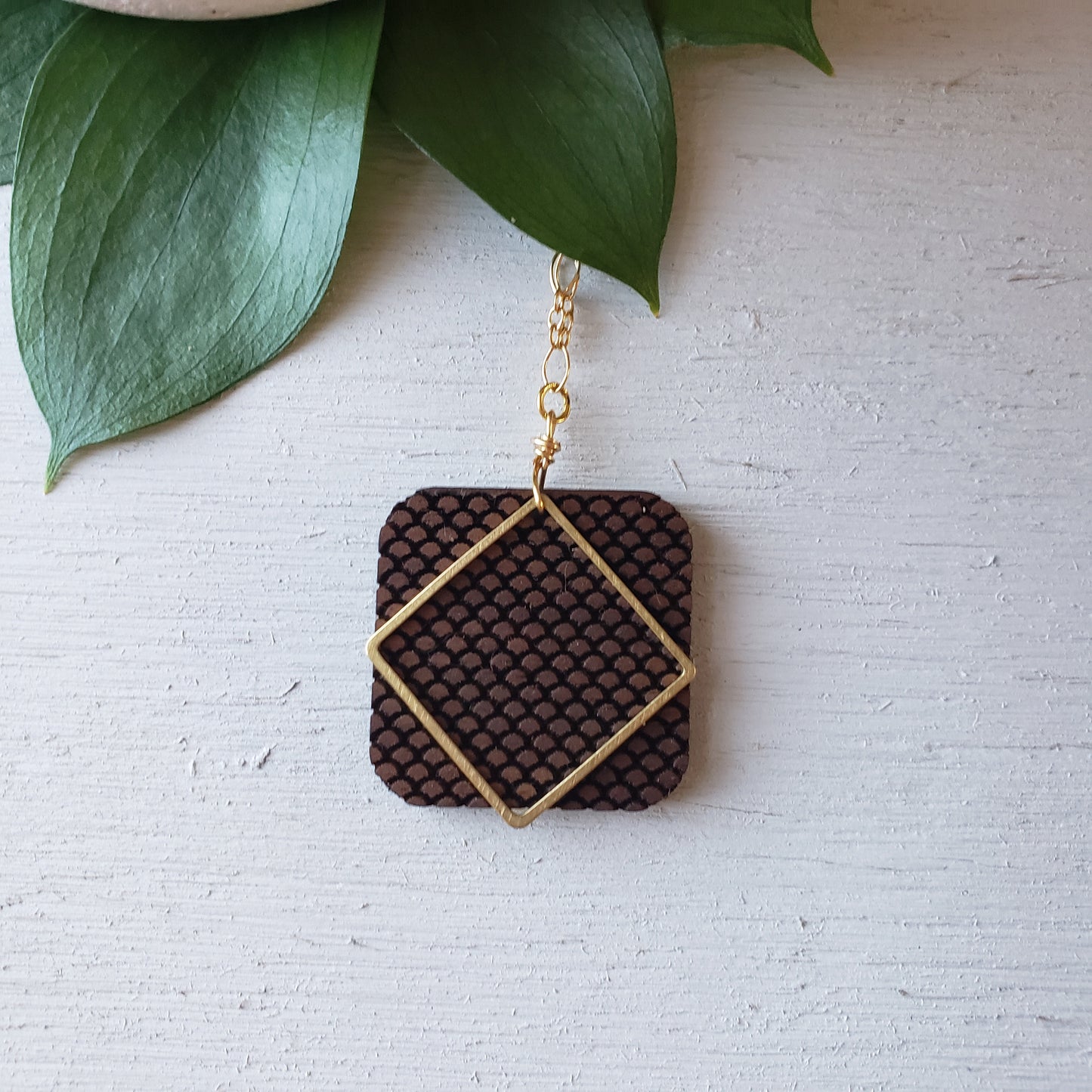 Scales Squared - Wooden Laser Cut Necklace || Modern Geometric Jewelry