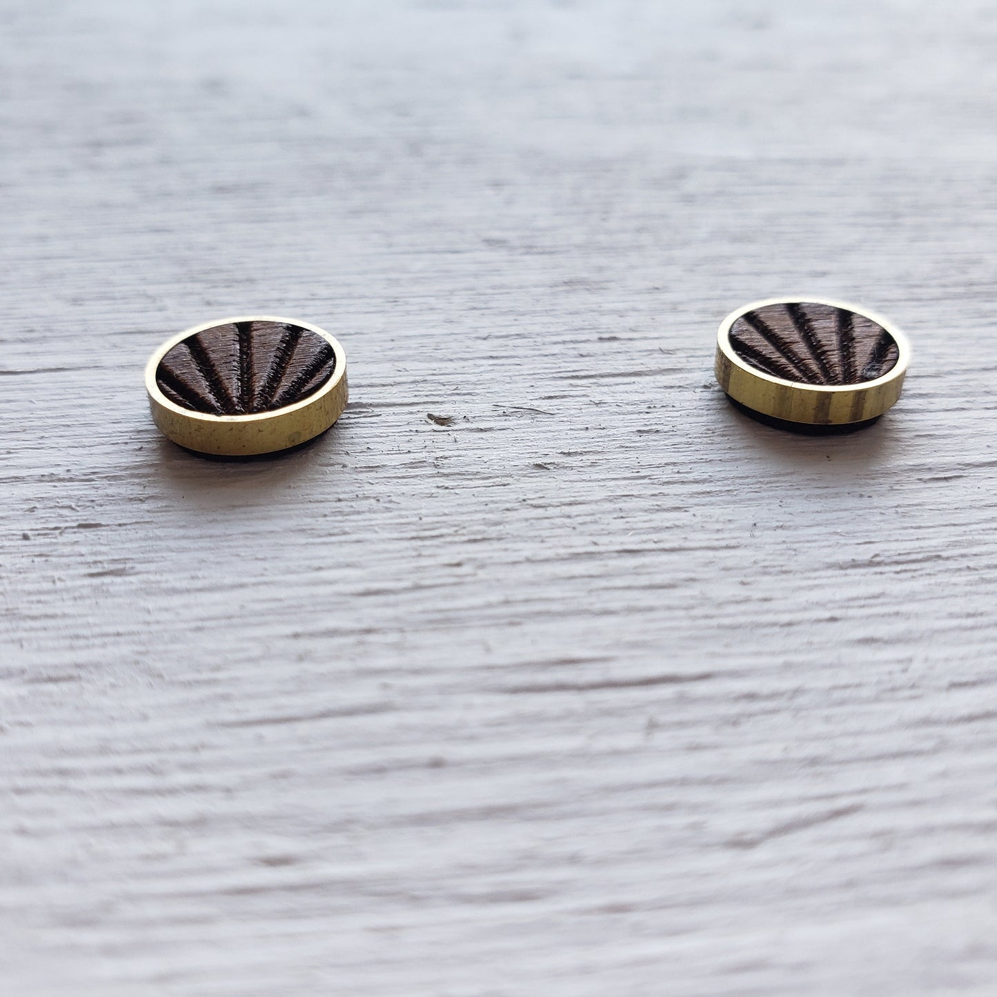 Sun Ray Circles in Walnut - Laser Cut Earrings || Modern Geometric Jewelry