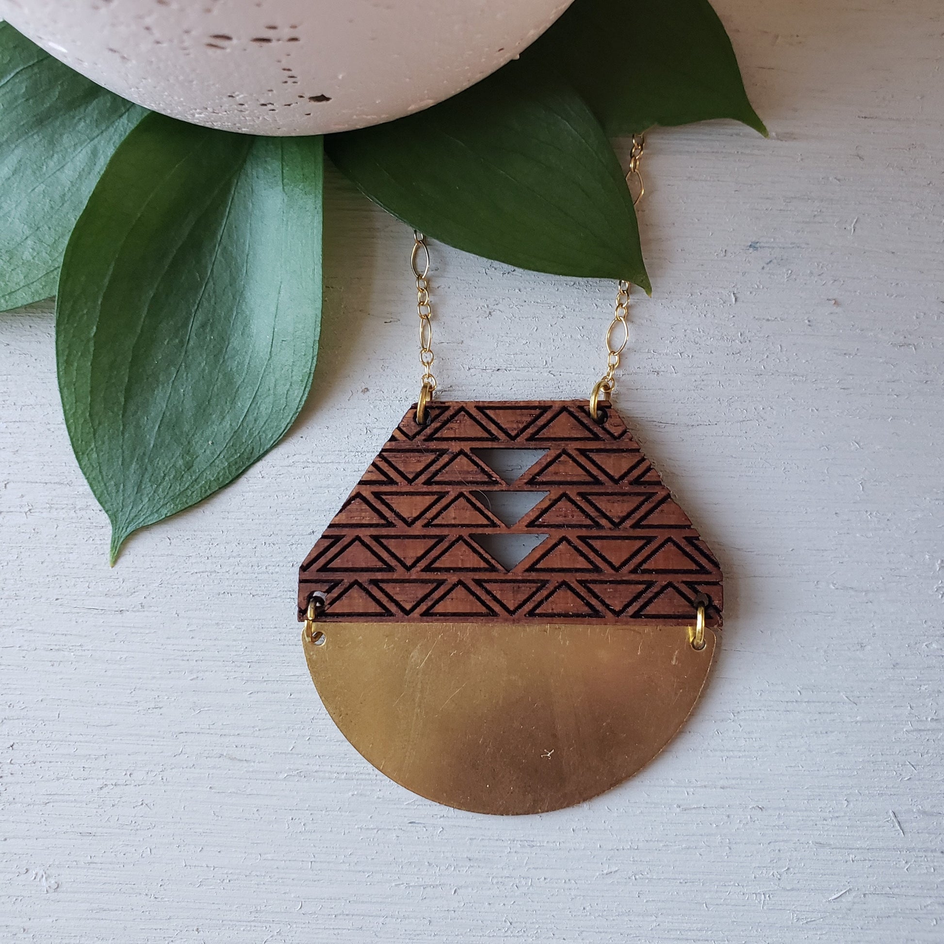 Modern Southwestern necklace - Laser Cut Wood Necklace || Geometric Jewelry - Gift for Wife, Gift for Women