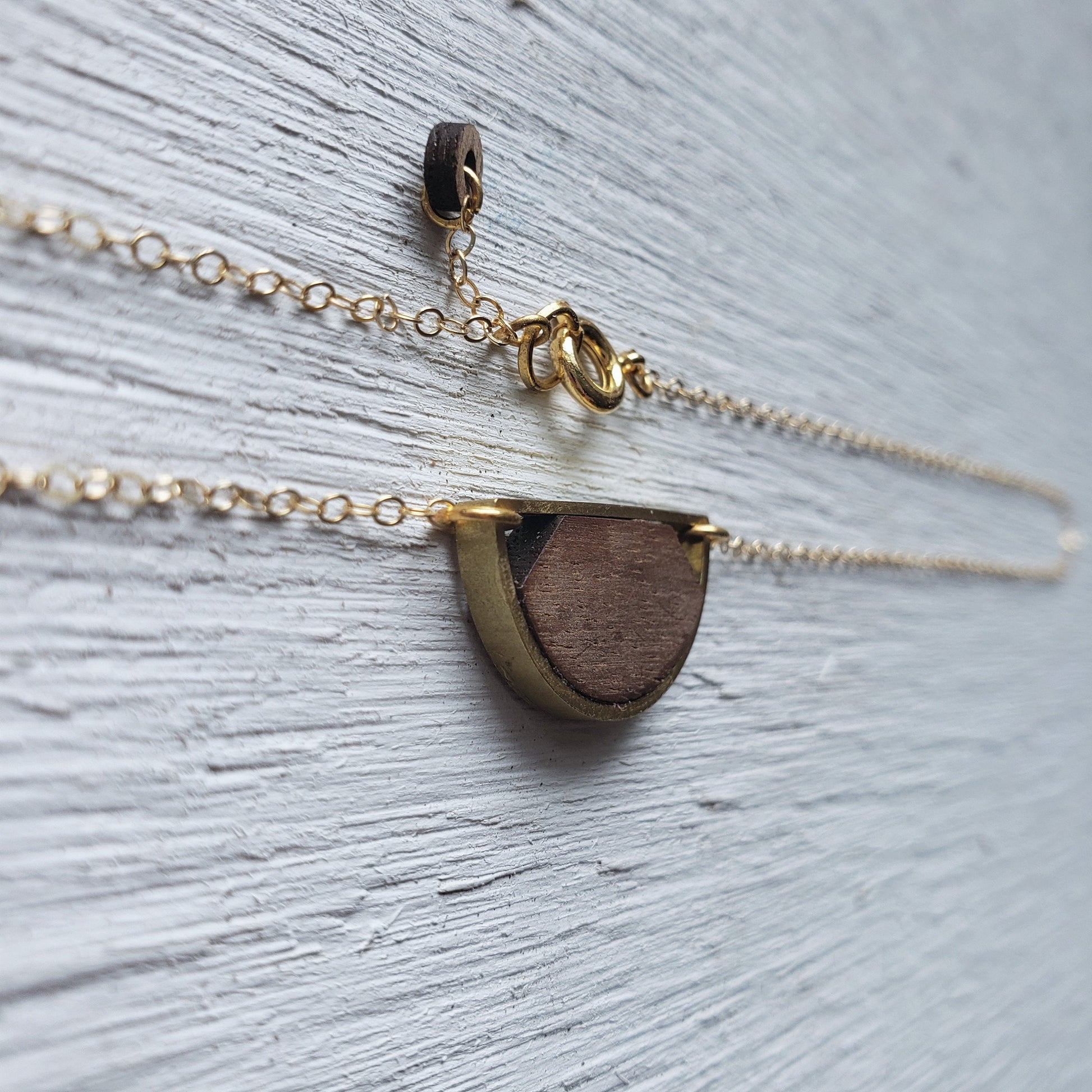 Quarter Moon Necklace- Wooden Laser Cut Jewelry || Gift for women, dainty necklace