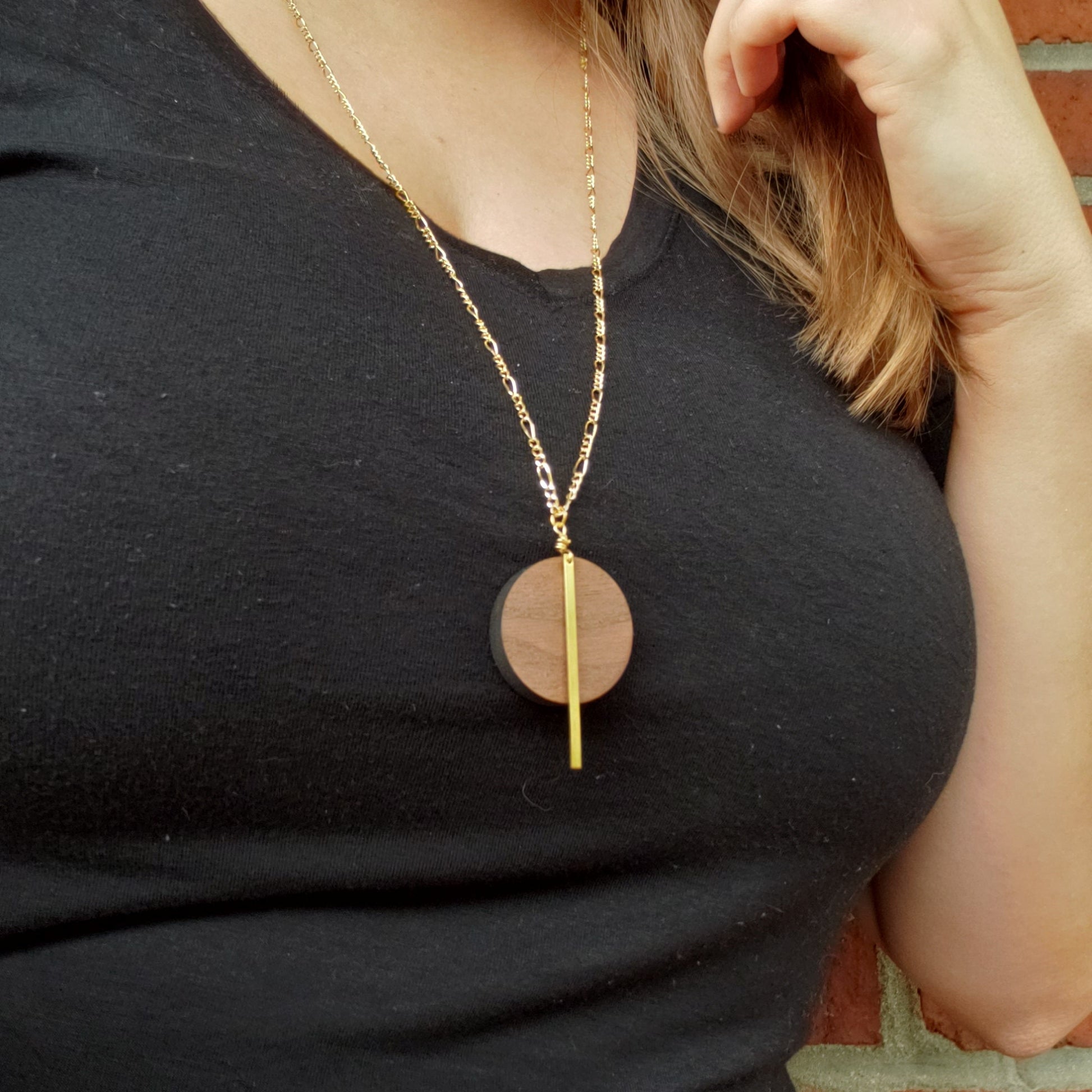 Pendulum - Laser Cut Wood Necklace || Modern Geometric Jewelry || 5th Anniversary Gift for Her