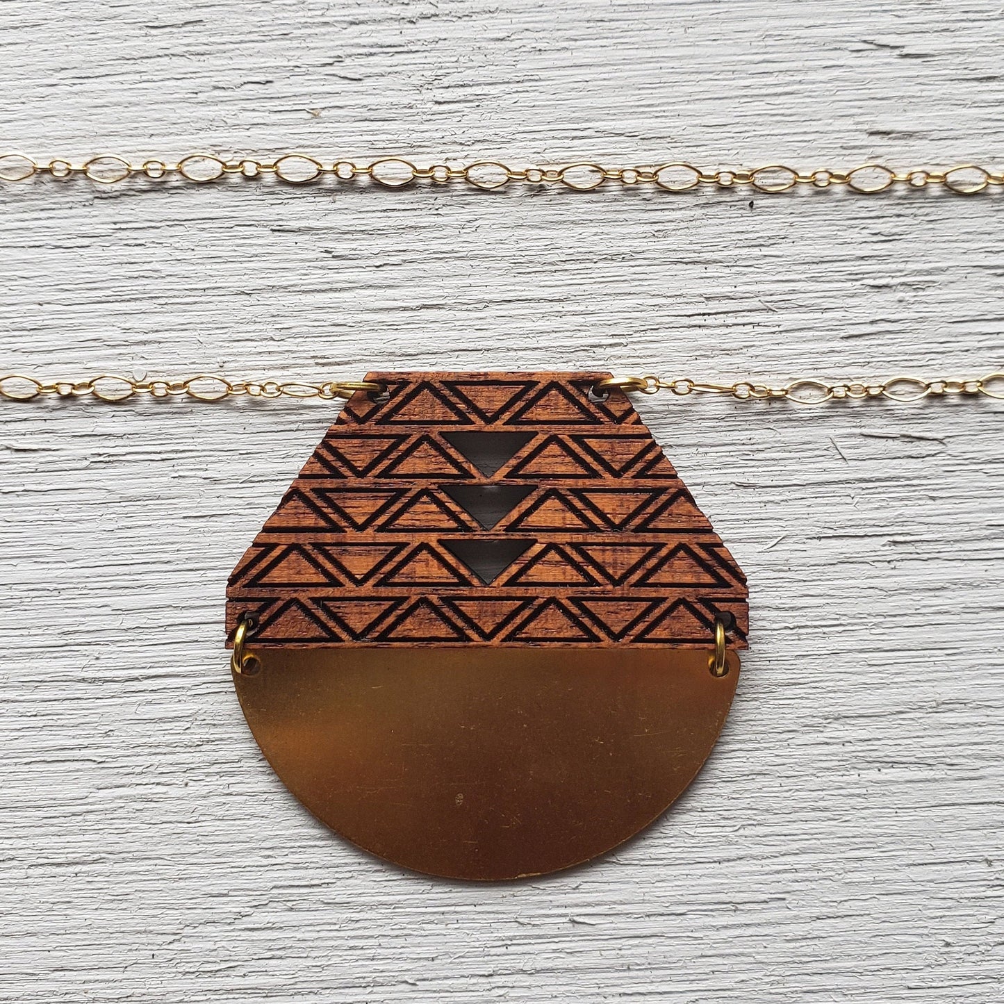 Modern Southwestern necklace - Laser Cut Wood Necklace || Geometric Jewelry - Gift for Wife, Gift for Women