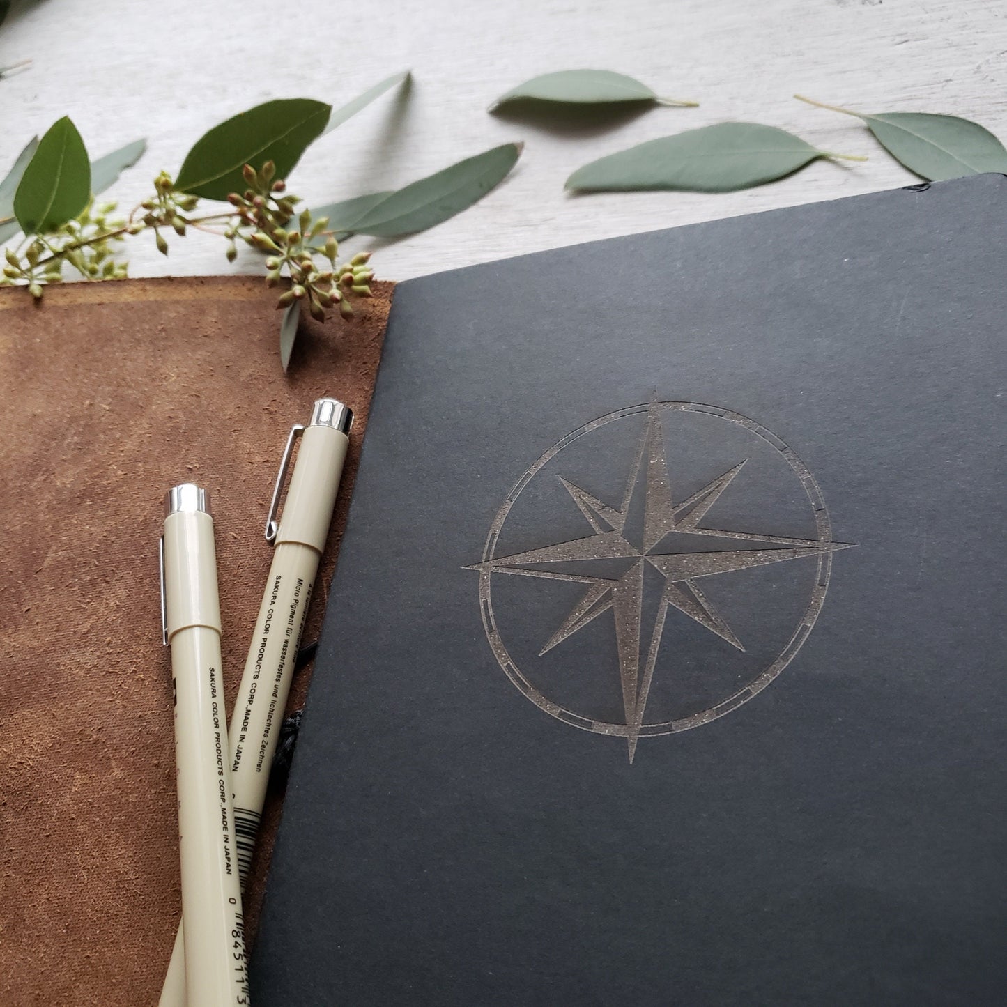 Compass Rose - Laser Engraved Notebook || Dotted Journal || Adventure Planner