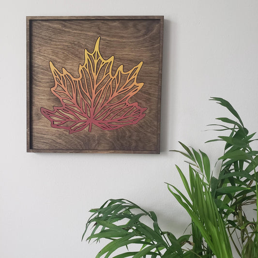 Fall Leaves Wooden Sign - Autumn Wall Art - Thanksgiving Decor - Thanksgiving Decorations - Wood Fall Decor