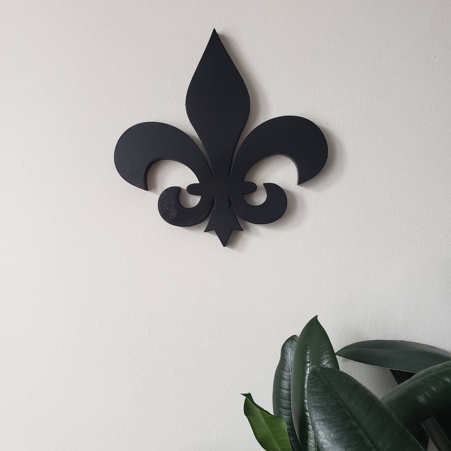 Fleur de Lis Wall Sign - Gallery Wall Accessory - Wooden Sign