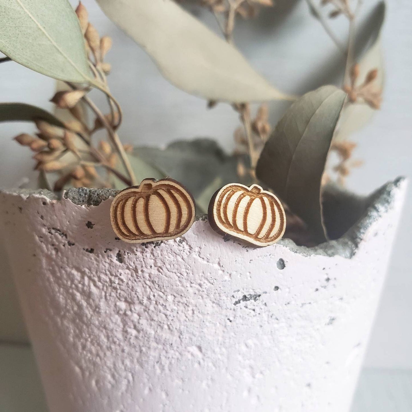 Pumpkin Earrings - Halloween Jewelry - Orange Pumpkin Post Earring