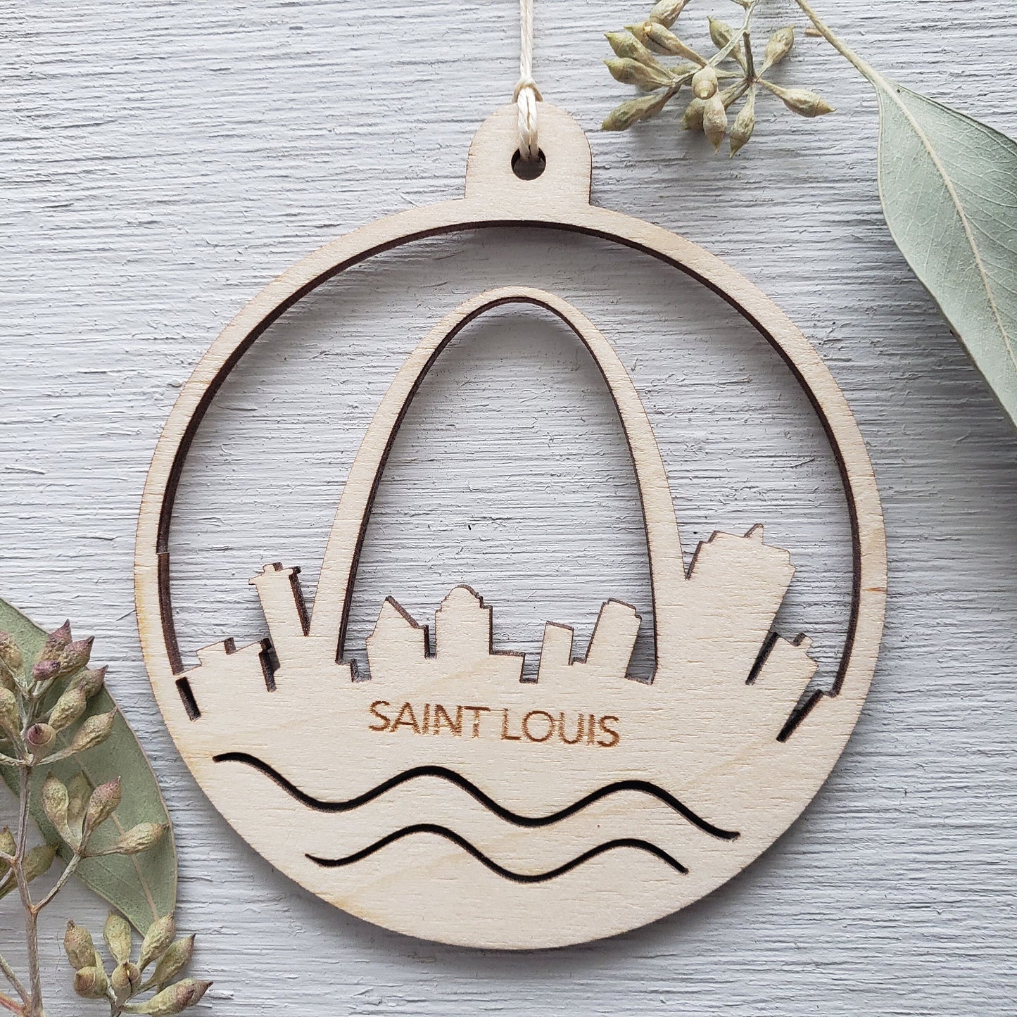 St Louis Skyline Christmas Ornament - St Louis Arch - Holiday Wine Tag - Teacher Gift