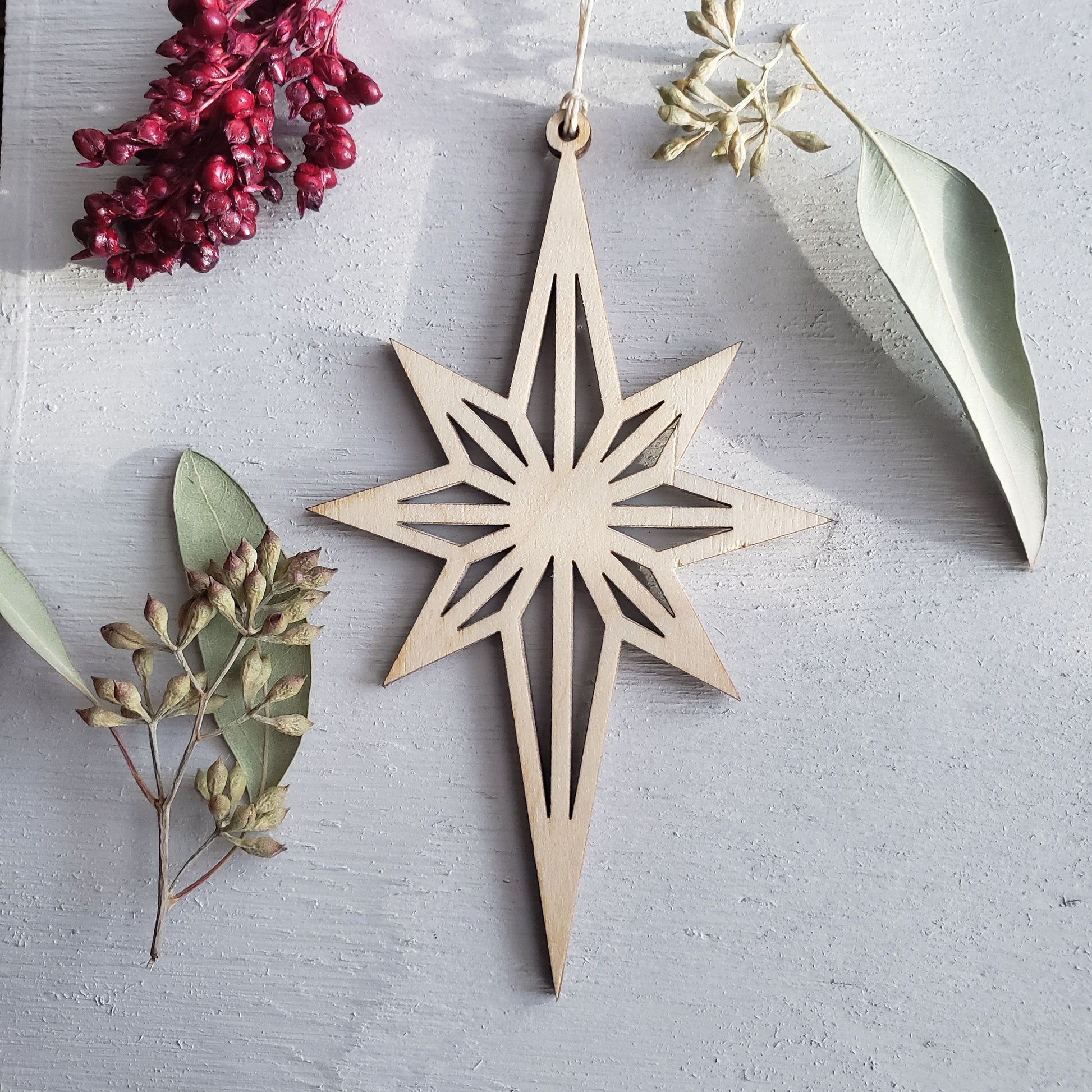 Bethlehem Star Christmas Tree Ornament - Holiday Wine Tag - Teacher Gift