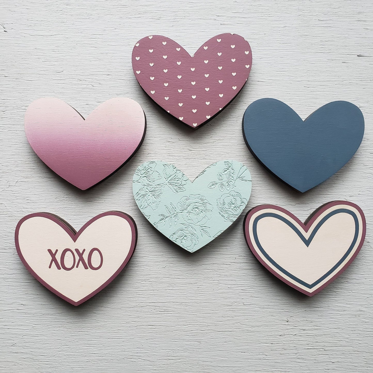 Wooden Heart Shelf Sitters - Valentine's Day Decor - Gift for Galentine