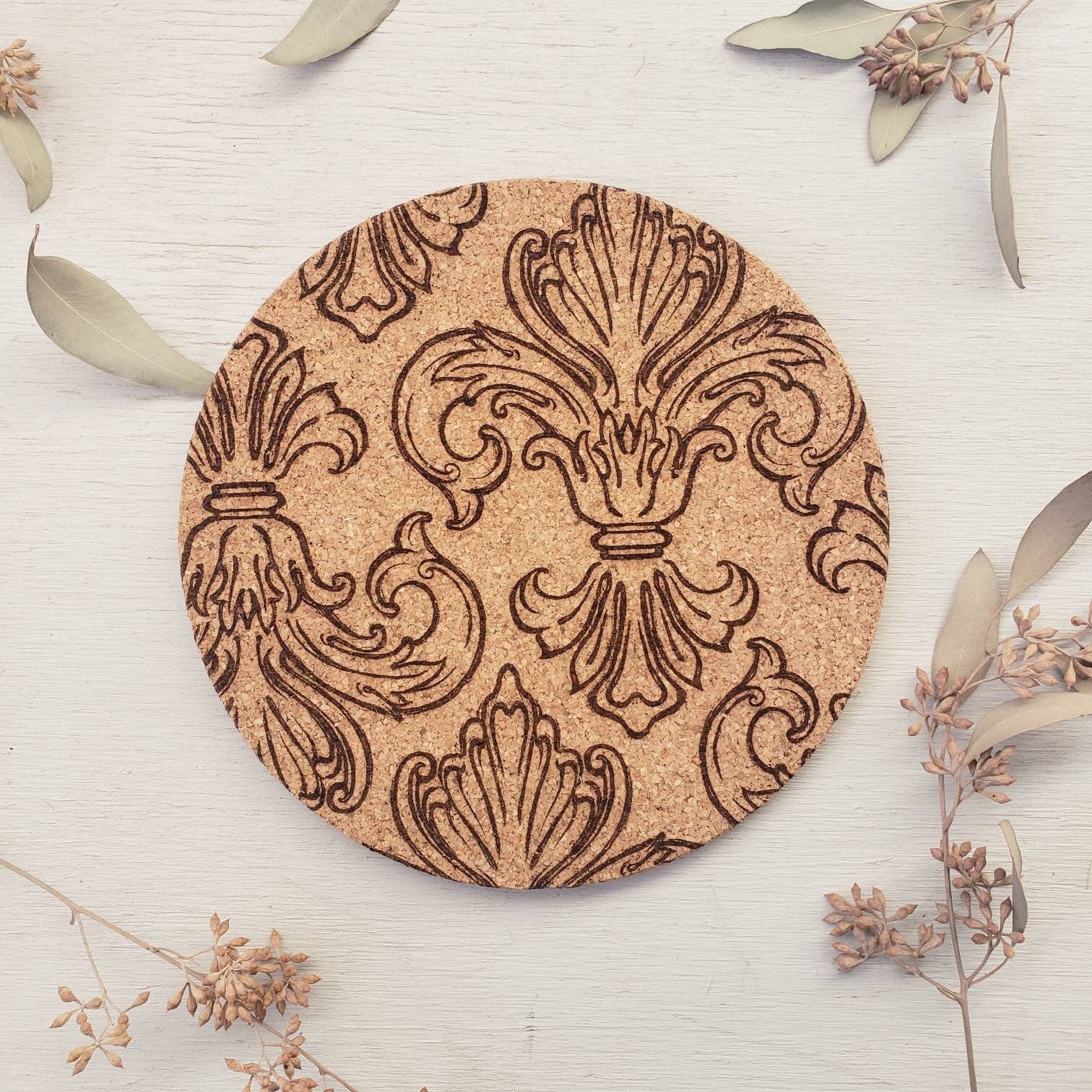 Fleur de Lis Cork Trivet || St. Louis Gift || Laser Engraved Trivet || Housewarming Gift