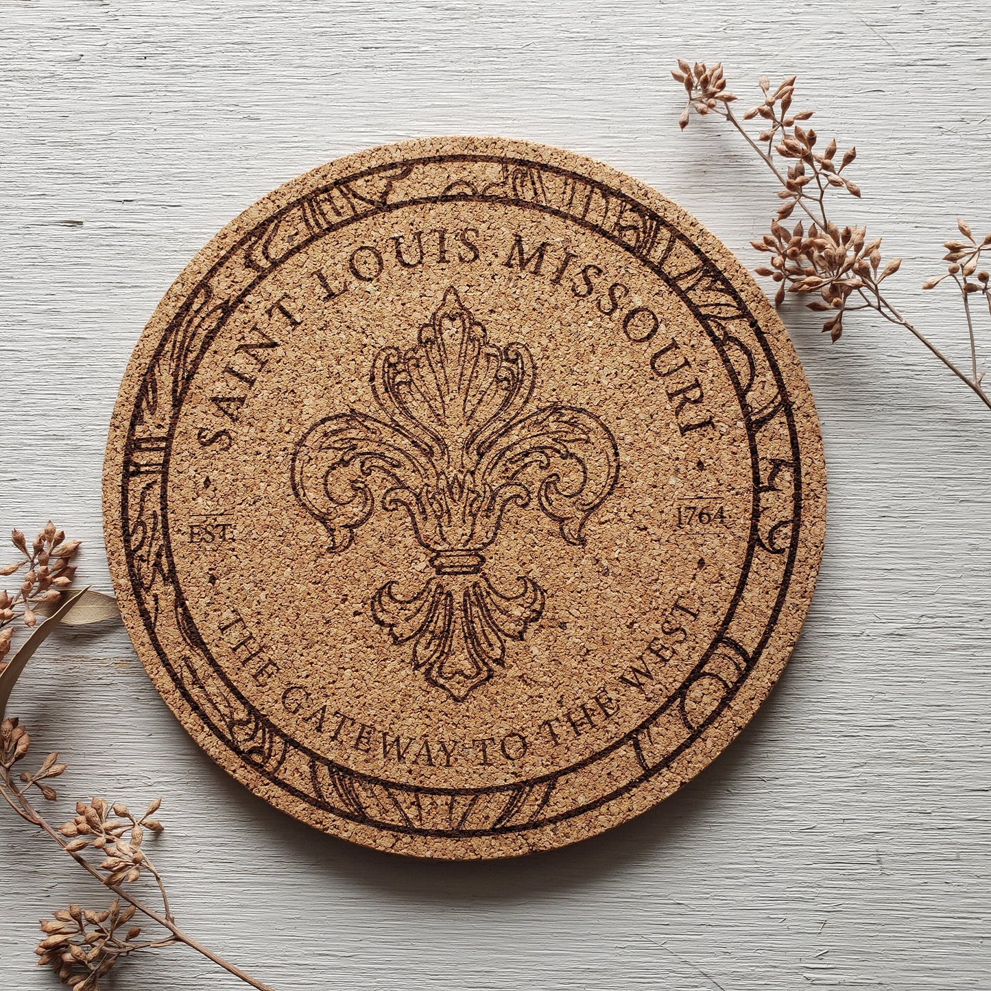 Saint Louis Trivet || Laser Engraved Cork Trivet