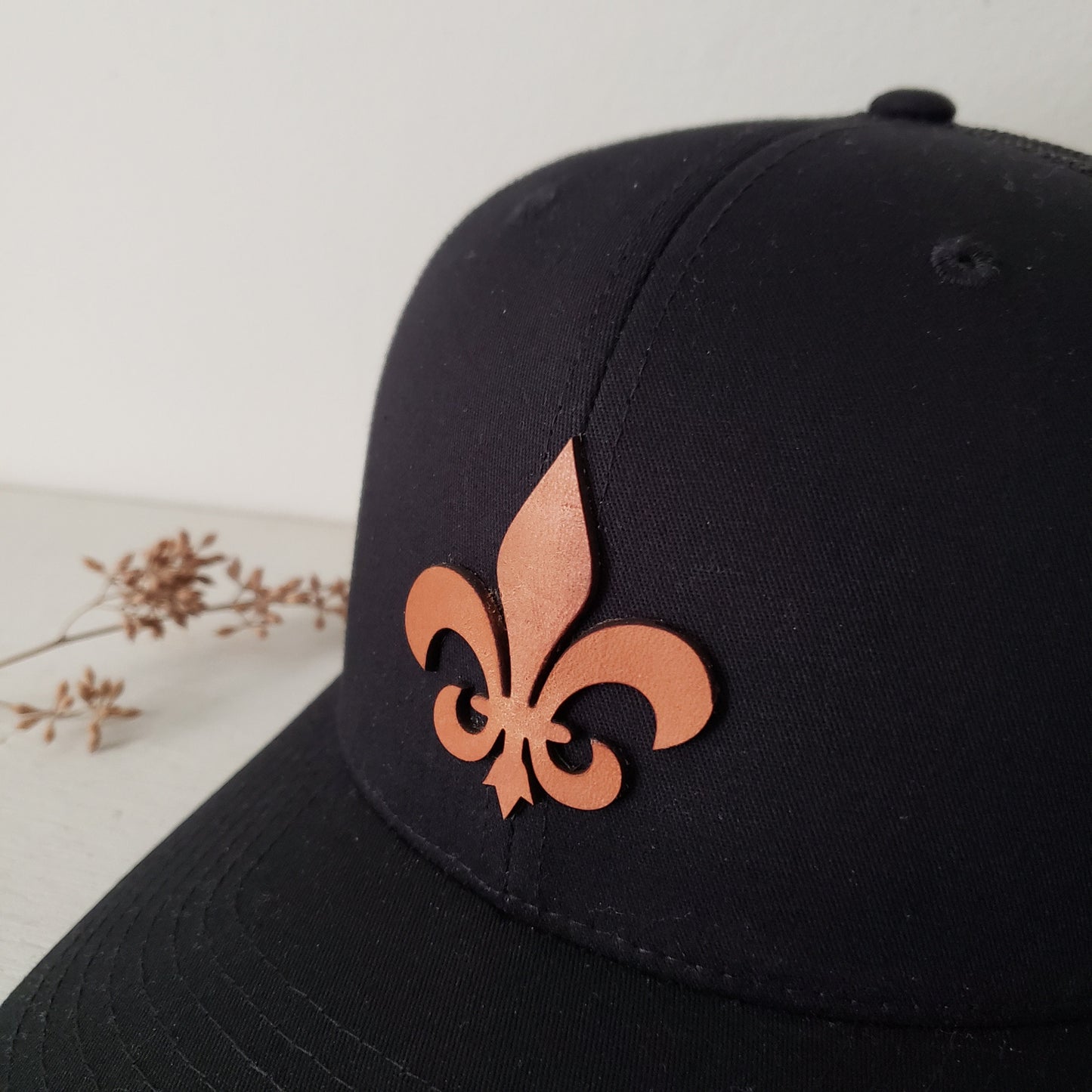 Fleur de Lis Snapback || STL Black Mesh Back Low Profile Trucker Hat